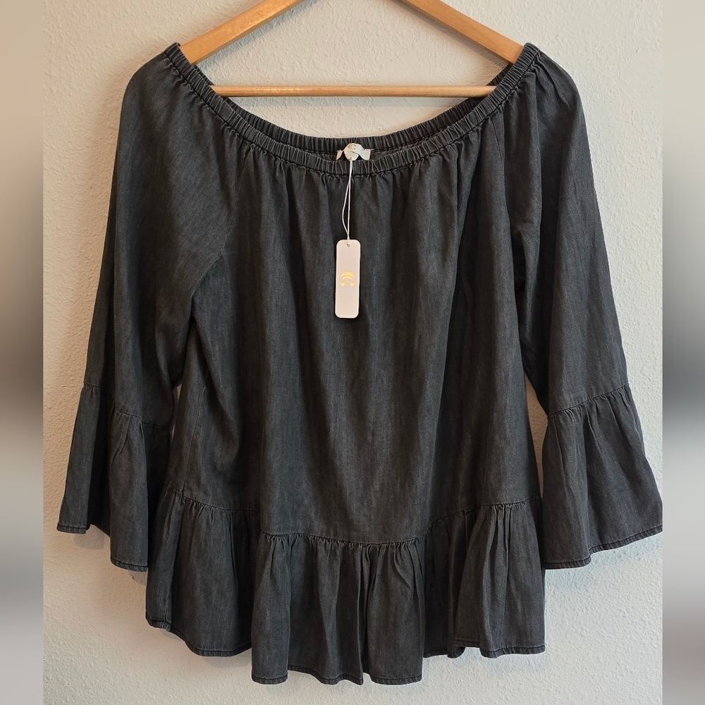 Women's Off-Shoulder Faded Black Color Top
